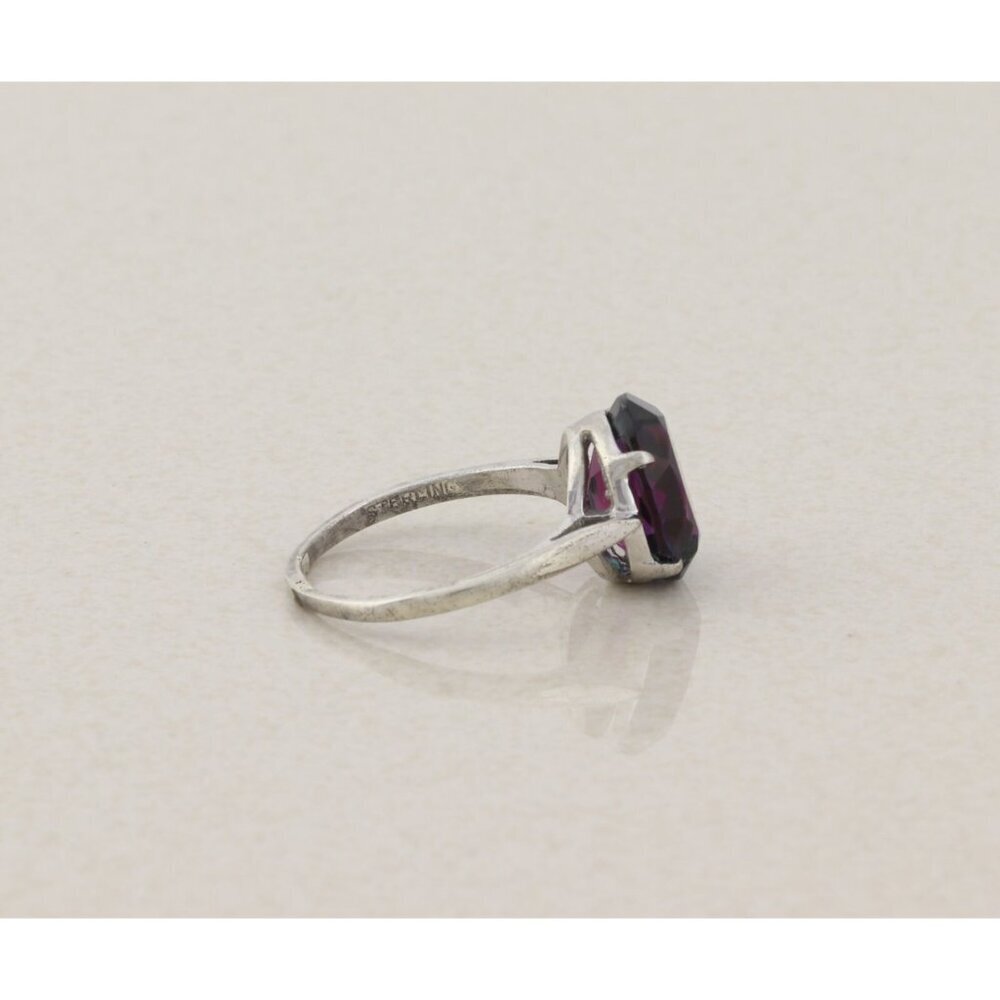 Sterling Silver Blue Purple Green Color Change Cubic Zirconia Ring Size 8 - Picture 6 of 8